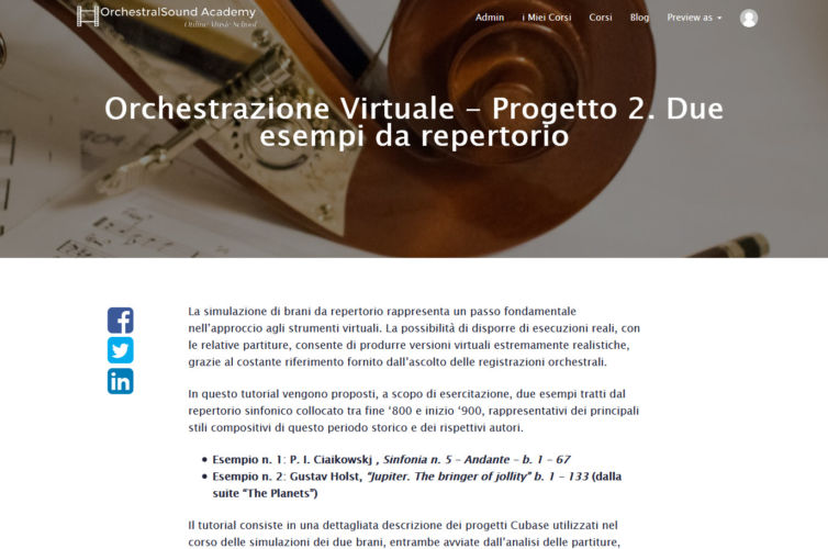 Orchestrazione virtuale – Progetto 2 – Due brani da repertorio.